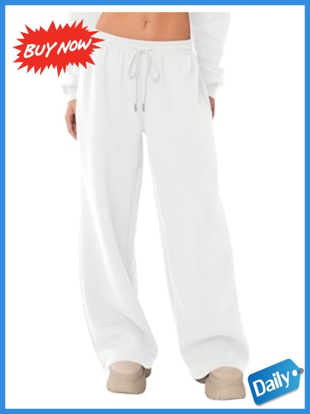 Womens Wide Leg Fleece Lined Sweatpants Drawstring Pockets Lounge